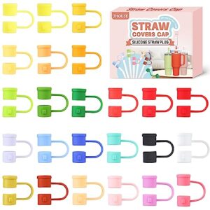24colors straw covers cap for stanley cup,compatible with stanley cup 30&40 oz with handle,reusable silicone straw tip topper for stanley accessories,soft protector cover for 0.4 inch/10mm straws