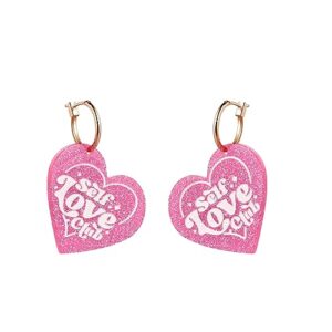ts inspired lover pink heart dangle earrings taylor eras tour concert fans’ gifts ts lover heart shaped acrylic drop earrings swiftie outfit jewelry for eras music（style 2）