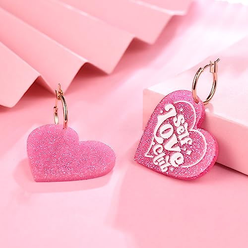 TS Inspired Lover Pink Heart Dangle Earrings TAYLOR Eras Tour Concert Fans’ Gifts TS Lover Heart Shaped Acrylic Drop Earrings SWIFTIE Outfit Jewelry For Eras Music（style 2）