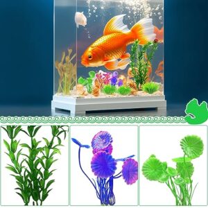 LLMSIX 16PCS Artificial Aquarium Plants Set Fish Tank Decoration Fake Plastic Green Plants Vivid Underwater Plants Ornament Assorted Color for Fish Tank Aquarium Landscaping (4 Styles)