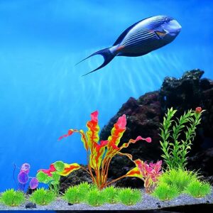 LLMSIX 16PCS Artificial Aquarium Plants Set Fish Tank Decoration Fake Plastic Green Plants Vivid Underwater Plants Ornament Assorted Color for Fish Tank Aquarium Landscaping (4 Styles)