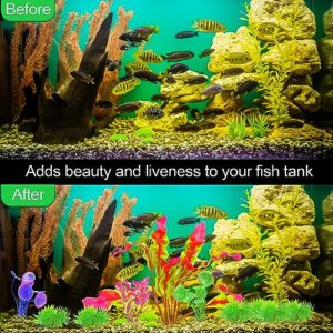 LLMSIX 16PCS Artificial Aquarium Plants Set Fish Tank Decoration Fake Plastic Green Plants Vivid Underwater Plants Ornament Assorted Color for Fish Tank Aquarium Landscaping (4 Styles)