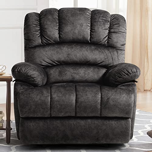 EASELAND Manual Oversized Recliner Chair, Extra Wide Recliners Single Sofa with Overstuffed Seat(Dark Grey)