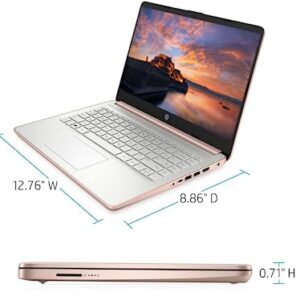 2023 Newest HP Laptops for College Student & Business, 14'' HD Computer, Intel Celeron N4120(4-core), up to 2.60 GHz, 16GB RAM, 576GB(64GB SSD+512GB Card), HDMI, Rose Gold, Windows 11, ROKC HDMI Cable