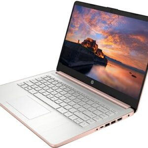 2023 Newest HP Laptops for College Student & Business, 14'' HD Computer, Intel Celeron N4120(4-core), up to 2.60 GHz, 16GB RAM, 576GB(64GB SSD+512GB Card), HDMI, Rose Gold, Windows 11, ROKC HDMI Cable