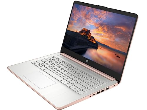 2023 Newest HP Laptops for College Student & Business, 14'' HD Computer, Intel Celeron N4120(4-core), up to 2.60 GHz, 16GB RAM, 576GB(64GB SSD+512GB Card), HDMI, Rose Gold, Windows 11, ROKC HDMI Cable