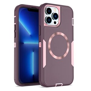 showdd designed for iphone 14 pro max case, drop protection heavy duty,compatible with magsafe,magnetic,dustproof,no fading, no yellowing,for men women, purple rose gold