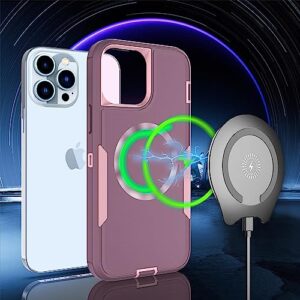 Showdd Designed for iPhone 14 pro max Case, Drop Protection Heavy Duty,Compatible with MagSafe,Magnetic,Dustproof,No Fading, No Yellowing,for Men Women, Purple Rose Gold