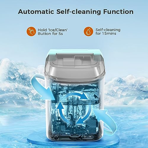 AGLUCKY Nugget Ice Maker Countertop, Portable Pebble Ice Maker Machine with Self-Cleaning Function,35lbs/24H,One-Click Operation,Pellet Ice Maker for Home/Kitchen/Office(Green)