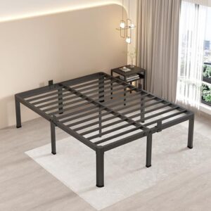 maf 14 inch california king metal platform bed frame with round corner legs, 3000 lbs heavy duty steel slats support, noise free, no box spring needed, easy assembly