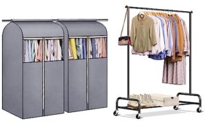 sleeping lamb 54'' hanging garment bags for closet storage and heavy duty clothing racks for hanging clothes