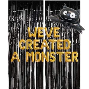 weve created a monster balloons, halloween baby shower party decorations, happy halloween day supplies with black backdrops deco (gold)