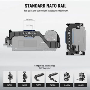 NEEWER ZV-E1 Camera Cage with HDMI Cable Clamp, NATO Rail 3/8" ARRI Locating Holes 1/4" Threads, Arca Type Base, Metal Video Rig Compatible with Sony ZV-E1 Compatible with DJI RS RSC, Black, CA025