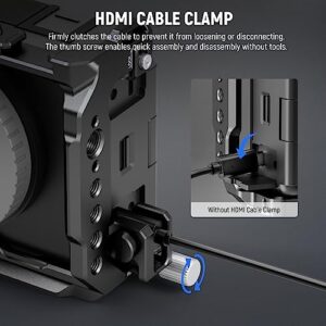 NEEWER ZV-E1 Camera Cage with HDMI Cable Clamp, NATO Rail 3/8" ARRI Locating Holes 1/4" Threads, Arca Type Base, Metal Video Rig Compatible with Sony ZV-E1 Compatible with DJI RS RSC, Black, CA025