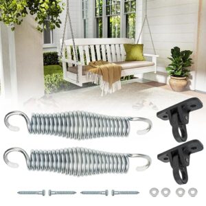 gomadeit heavy duty porch swing hanging kit, steel porch swing hardware for hammock chairs ceiling, w/swing hanger and swing spring, 800 lb, 360° swivel