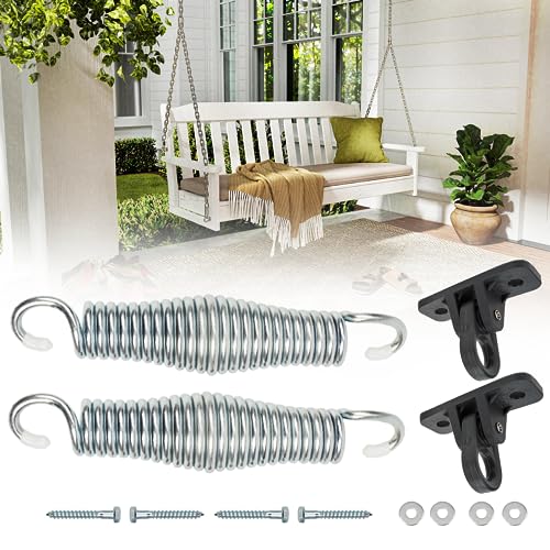 GOMADEIT Heavy Duty Porch Swing Hanging Kit, Steel Porch Swing Hardware for Hammock Chairs Ceiling, w/Swing Hanger and Swing Spring, 800 lb, 360° Swivel