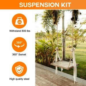 GOMADEIT Heavy Duty Porch Swing Hanging Kit, Steel Porch Swing Hardware for Hammock Chairs Ceiling, w/Swing Hanger and Swing Spring, 800 lb, 360° Swivel