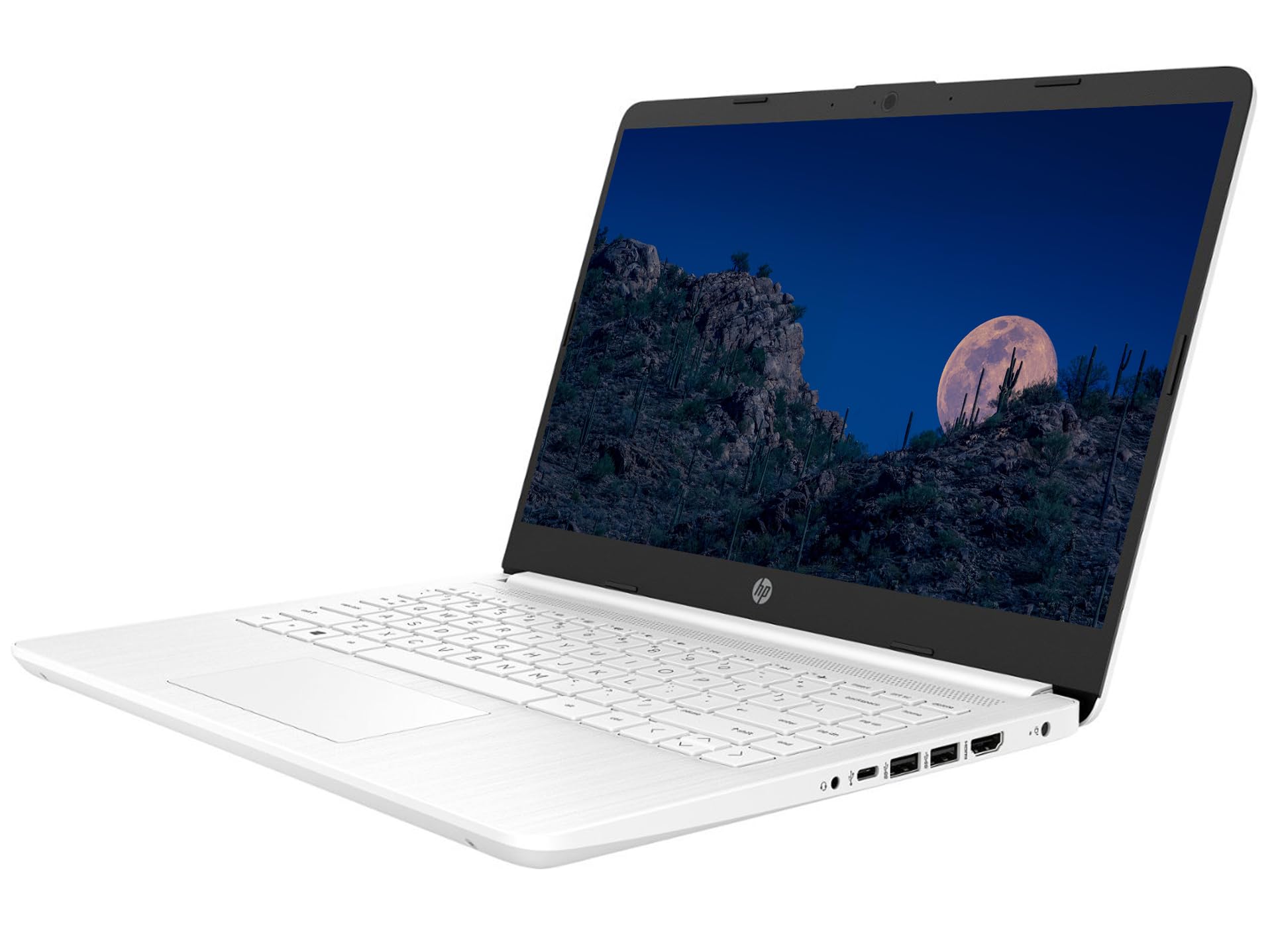 HP 14 HD Laptop, 2023 Newest Upgrade, Intel Intel Celeron N4120(4-core), 16GB RAM, 576GB(64GB SSD+512GB Card), Webcam, Bluetooth, USB-C, White, Windows 11, School and Business Ready, ROKC HDMI Cable