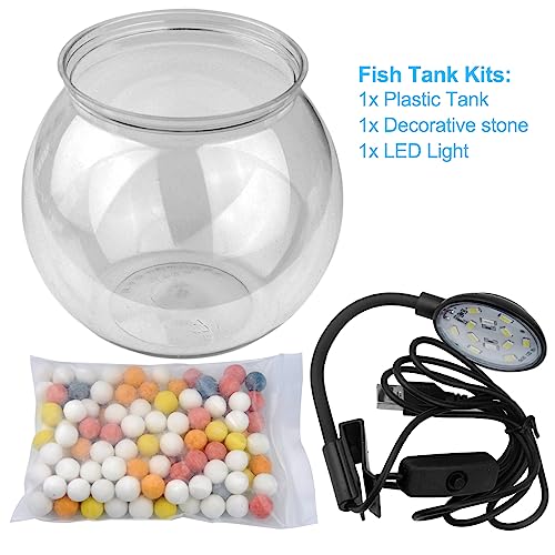 Newpol 0.8 Gallon Plastic Aquarium Fish Tank, Small Fish Tank Starter Kits, Fish Bowls