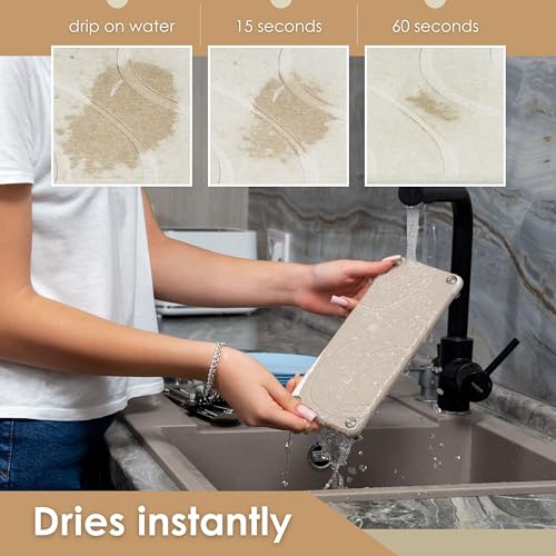 BRANDOVO Stone Sink Caddy - Instant Dry Sink Organizer - Kitchen Soap Tray - Fast Drying Stone Sink Tray - Kitchen Sink Caddy White Stone Sink Caddy - 9.8x3.9 inches