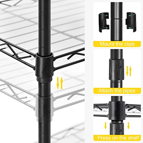 Santoy 3 Tier Storage Shelves Adjustable,Rack Metal Shelf Unit for Kitchen, Bathroom, Pantry, Closet, and Bedroom - Strong Steel Wire Organizer (Black, 17.7" L x 11.8" W x 31.5" H)