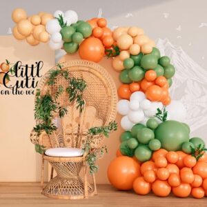 Oopat DIY Orange Balloon Arch Garland Kit Little Cutie is on the Way Baby Shower Gender Neutral Orange Citrus Kids Birthday Party Backdrop Decorations (Sage Green Orange)