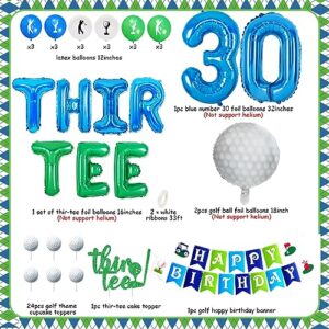 Balterever Golf 30th Birthday Decoration Thir-Tee Birthday Golf Decorations with Thir-Tee Birthday Banner Thir-Tee Birthday Cake Cupcake Toppers Golf Ball Foil Balloon for Golf Theme Birthday Supplies