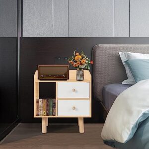 WaShaRoom Nightstand, 2 Drawer Dresser for Bedroom Maple Color Bedside Table with Drawer, Bedside Table End Tables Living Room, File Cabinet Storage with Sliding Drawers and Shelf for Home Office