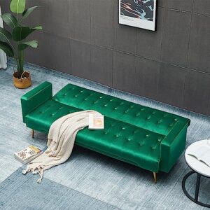 eliantte convertible futon sofa bed couch, flannelette sleeper sofa couch for living room, loveseat sofa bed for apartment,studio,guest room, home office, green