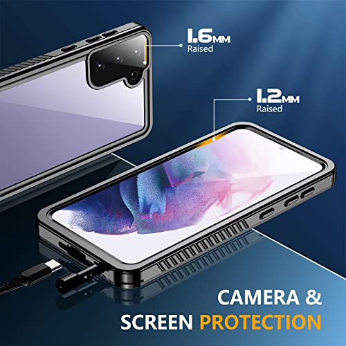 Temdan for Samsung Galaxy S21 Case 5G Waterproof, Built in Screen Protector 360° Full Body Heavy Duty Shockproof IP68 Waterproof S21 Case for Samsung S21 5G 6.2"-Black