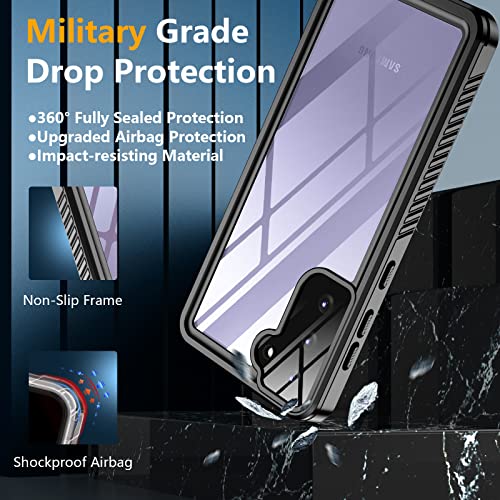 Temdan for Samsung Galaxy S21 Case 5G Waterproof, Built in Screen Protector 360° Full Body Heavy Duty Shockproof IP68 Waterproof S21 Case for Samsung S21 5G 6.2"-Black