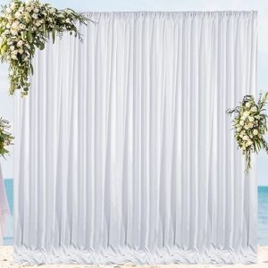 romolive white backdrop curtain 10ftx10ft polyester backdrop fabric white curtains for party events birthday bridal shower backdrop curtain