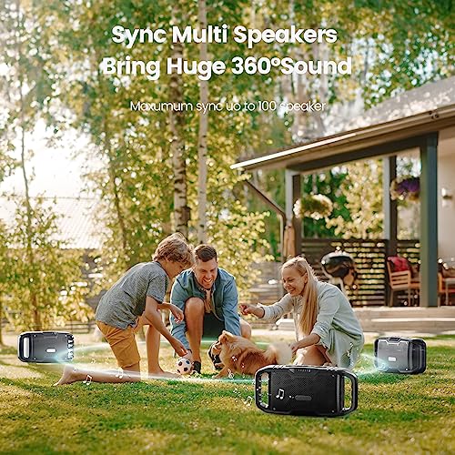 DBSOARS Bluetooth Speakers with Subwoofer, Portable 50W Stereo Sound Wireless Speaker, IPX5 Waterproof Outdoor Speakers with TWS Pairing, Built-in Mic, Power Bank, 30H Playtime, AUX for Camping, Beach