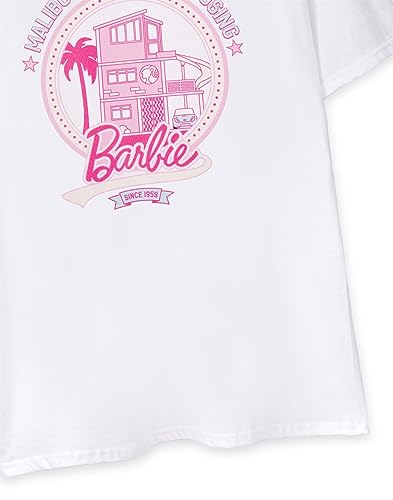 Barbie Women's Malibu Off Campus White T-Shirt | Iconic Brand | Fashionable Short Sleeved | Comfortable Retro Fit Movie Merchandise - X-Large
