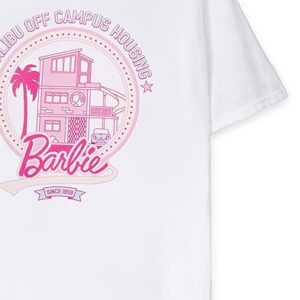 Barbie Women's Malibu Off Campus White T-Shirt | Iconic Brand | Fashionable Short Sleeved | Comfortable Retro Fit Movie Merchandise - X-Large