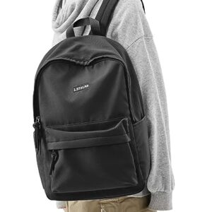 Black Backpack Casual Daypack Backpacks College Backpack Canvas Backpack for Women and Men with Laptop Compartment Carry on Backpack Simple Modern Backpack