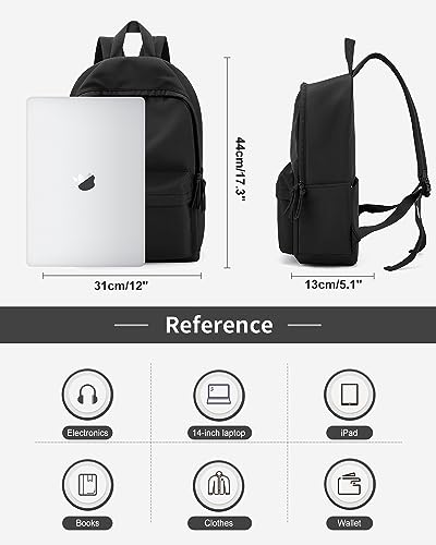 Black Backpack Casual Daypack Backpacks College Backpack Canvas Backpack for Women and Men with Laptop Compartment Carry on Backpack Simple Modern Backpack