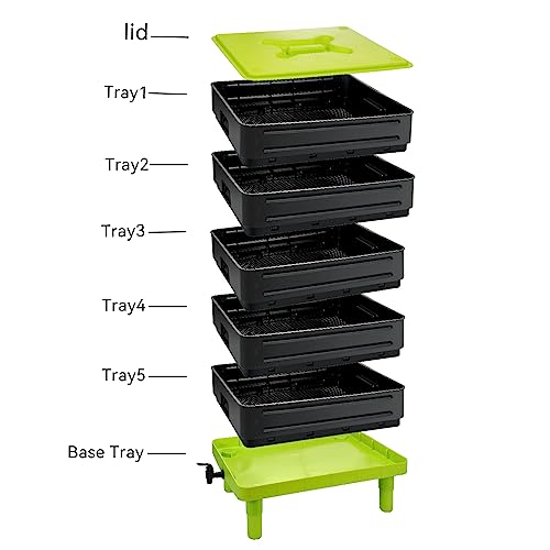 Basic Worm Farm Composting Bin, 5 Tray Worm Compost Bin- for Recycling Food Waste at Home (5-Tray 100L)