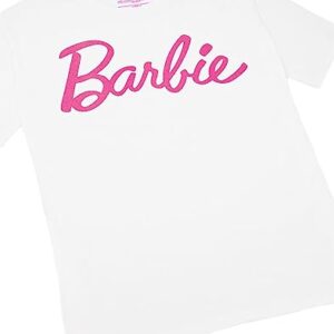 Barbie Women's White Logo Tee | Iconic Brand | Fashionable Retro Top | Comfortable Fit Movie Merchandise - X-Large