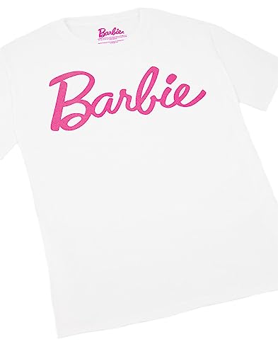 Barbie Women's White Logo Tee | Iconic Brand | Fashionable Retro Top | Comfortable Fit Movie Merchandise - X-Large