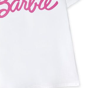 Barbie Women's White Logo Tee | Iconic Brand | Fashionable Retro Top | Comfortable Fit Movie Merchandise - X-Large