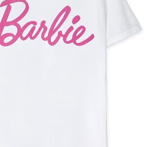 Barbie Women's White Logo Tee | Iconic Brand | Fashionable Retro Top | Comfortable Fit Movie Merchandise - X-Large