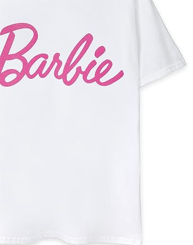 Barbie Women's White Logo Tee | Iconic Brand | Fashionable Retro Top | Comfortable Fit Movie Merchandise - X-Large