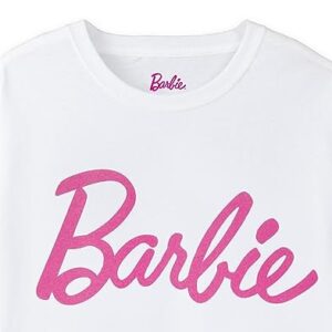 Barbie Women's White Logo Tee | Iconic Brand | Fashionable Retro Top | Comfortable Fit Movie Merchandise - X-Large