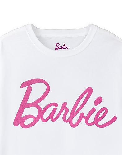 Barbie Women's White Logo Tee | Iconic Brand | Fashionable Retro Top | Comfortable Fit Movie Merchandise - X-Large