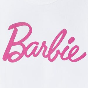 Barbie Women's White Logo Tee | Iconic Brand | Fashionable Retro Top | Comfortable Fit Movie Merchandise - X-Large