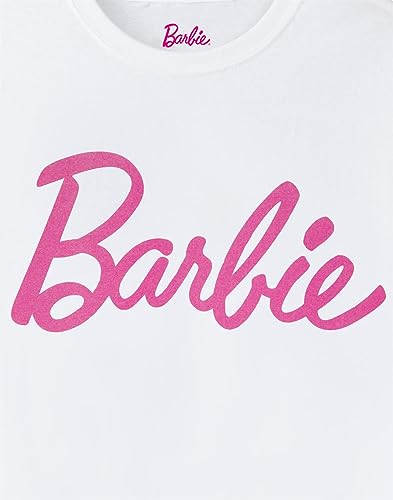 Barbie Women's White Logo Tee | Iconic Brand | Fashionable Retro Top | Comfortable Fit Movie Merchandise - X-Large