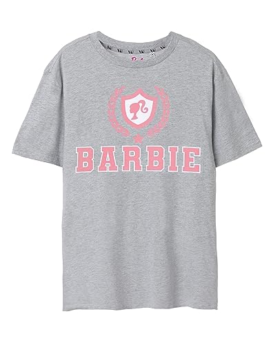 Barbie Women's Grey Marl Logo T-Shirt | Iconic Brand | Fashionable Top | Comfortable Retro Fit Movie Merchandise Gift - Large