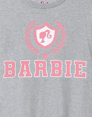 Barbie Women's Grey Marl Logo T-Shirt | Iconic Brand | Fashionable Top | Comfortable Retro Fit Movie Merchandise Gift - Large