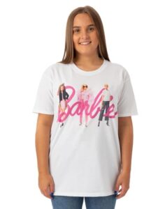 barbie women's pink logo t-shirt | iconic brand | fashionable character design | comfortable fit movie merchandise gift - small